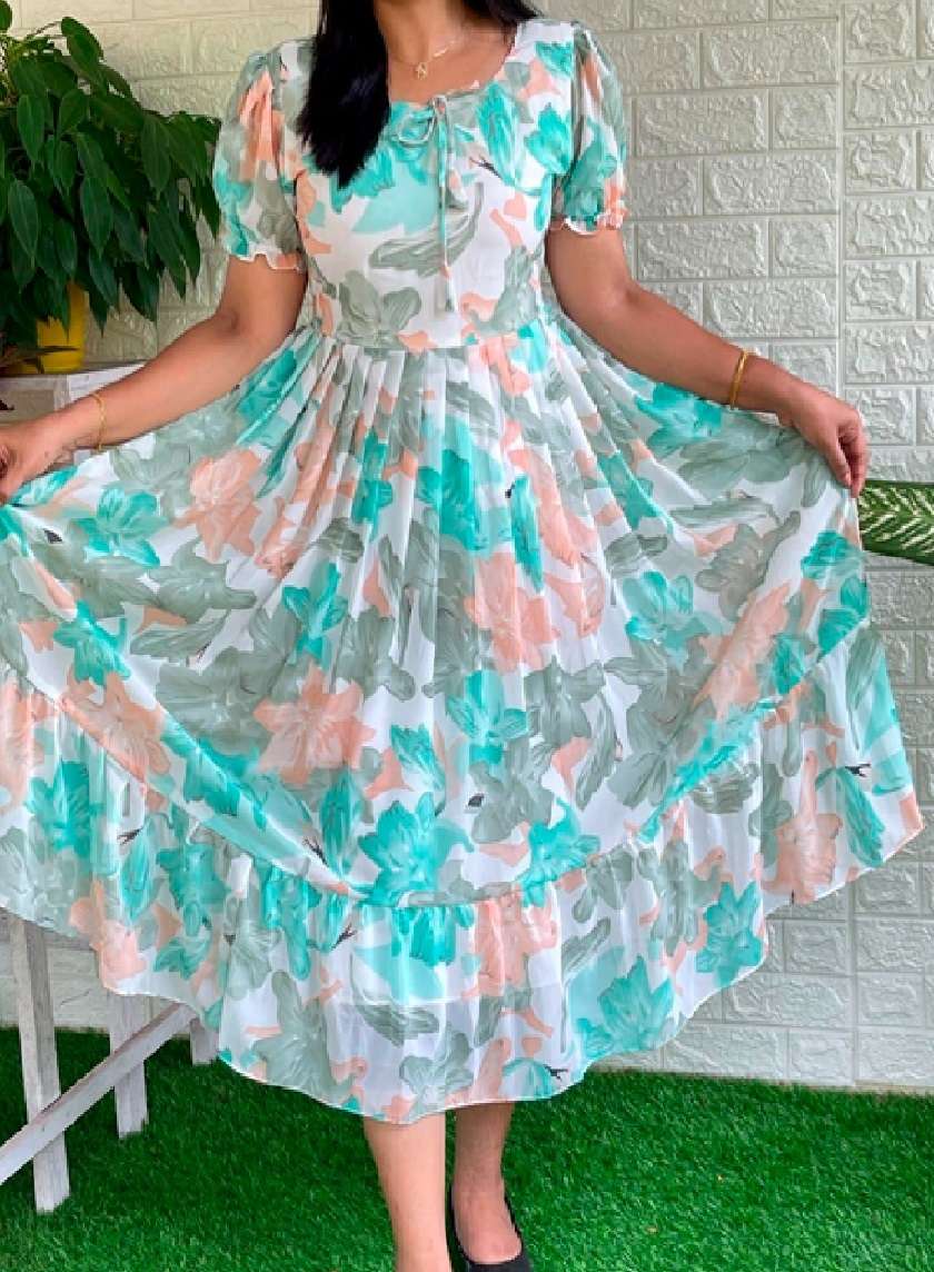 Georgette long maxi Frock by Ready Wear